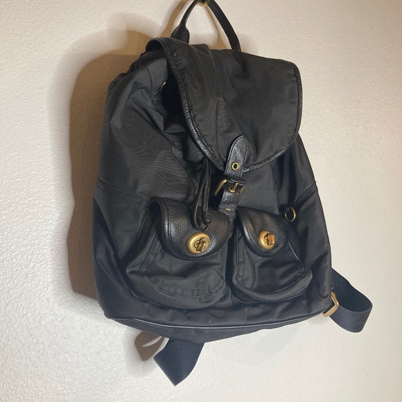 Coach Nylon Leather Cargo Backpack with Vintage Rose Print Lining - Picture 7 of 10